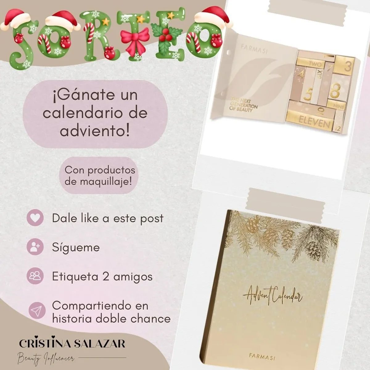 Sorteo Cristina Salazar: Gana un calendario de adviento con productos de maquillaje,