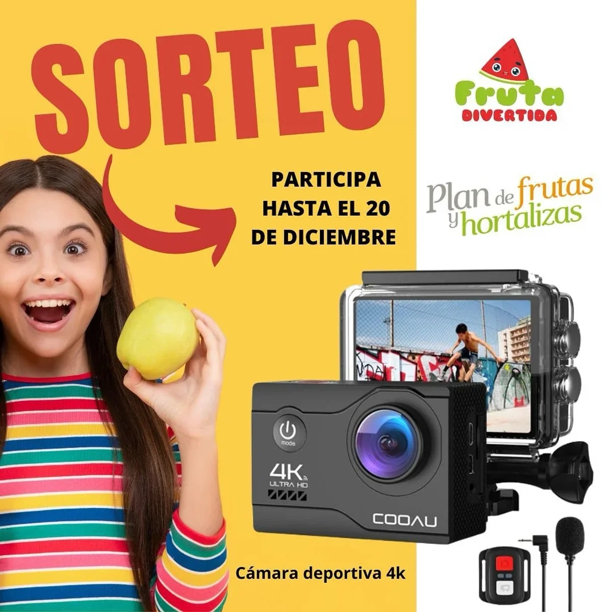 Sorteo Fruta Divertida: Gana una cámara deportiva 4K para esta Navidad