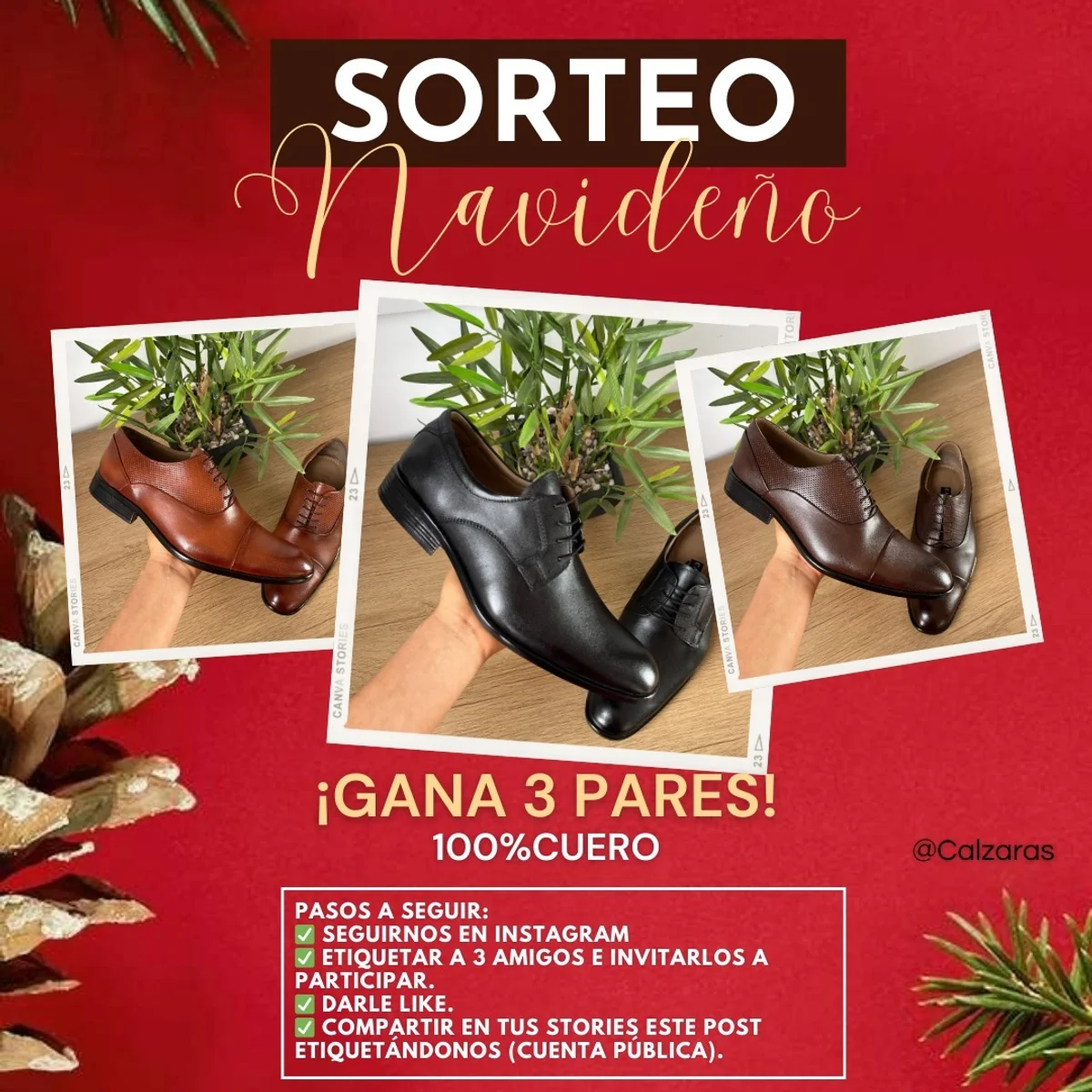 Sorteo Navideño Calzaras: Gana 3 Calzados de Vestir 100% Cuero