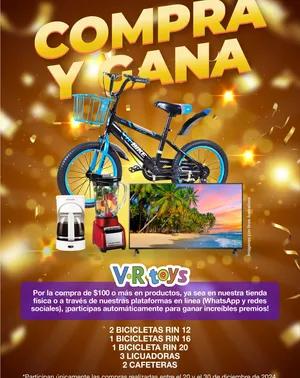 Sorteo Navideño de VR Toys: Podes ganar bicicletas, licuadoras y cafeteras