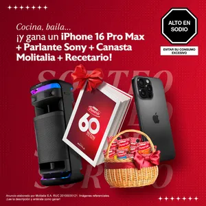 Sorteo Pomarola: Gana un iPhone 16 Pro Max, un parlante Sony, un Recetario Bailable y una Canasta Molitalia