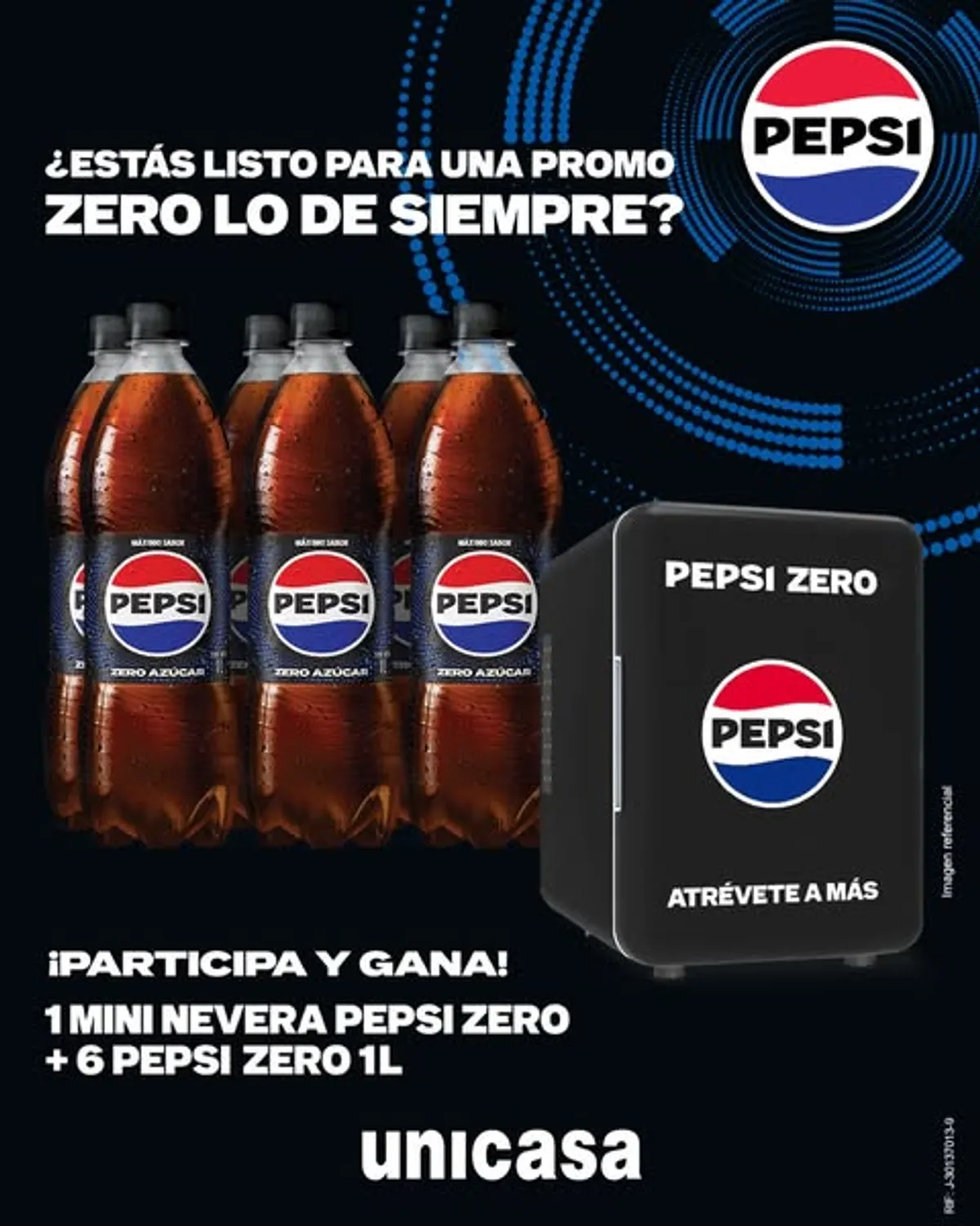 Sorteo Supermercados Unicasa: Gana una mini nevera, una caja de Pepsi Zero y 6 Pepsi Zero