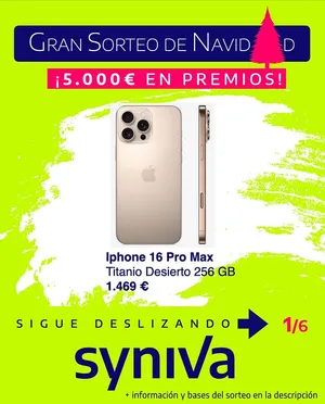 Sorteo Syniva: Gana un iPhone 16 Pro Max, una Galaxy Tab S10 Ultra, unna PS5 ¡y más!