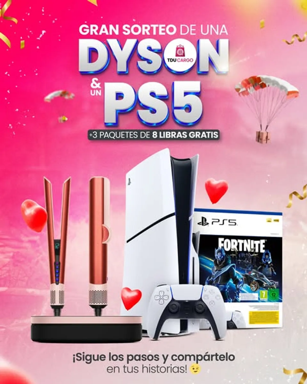 Sorteo TDU Cargo: Gana una DYSON, un PS5 y 3 paquetes de 8 libras GRATIS