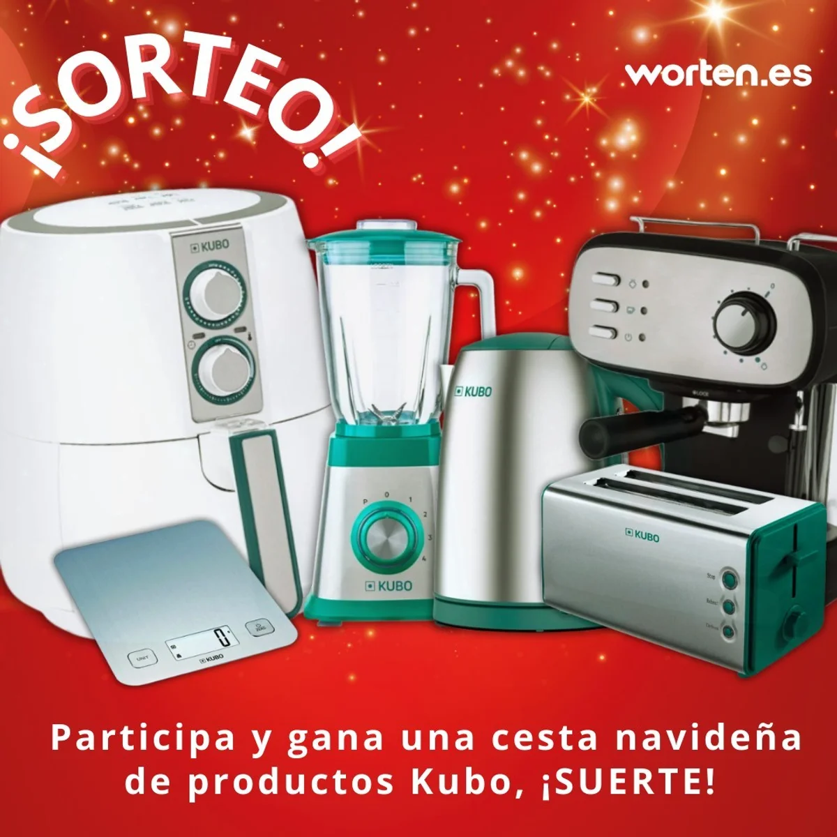 Sorteo Worten: Gana hervidor eléctrico, tostadora, batidora de vaso, cafetera, freidora de aire y una báscula de cocina